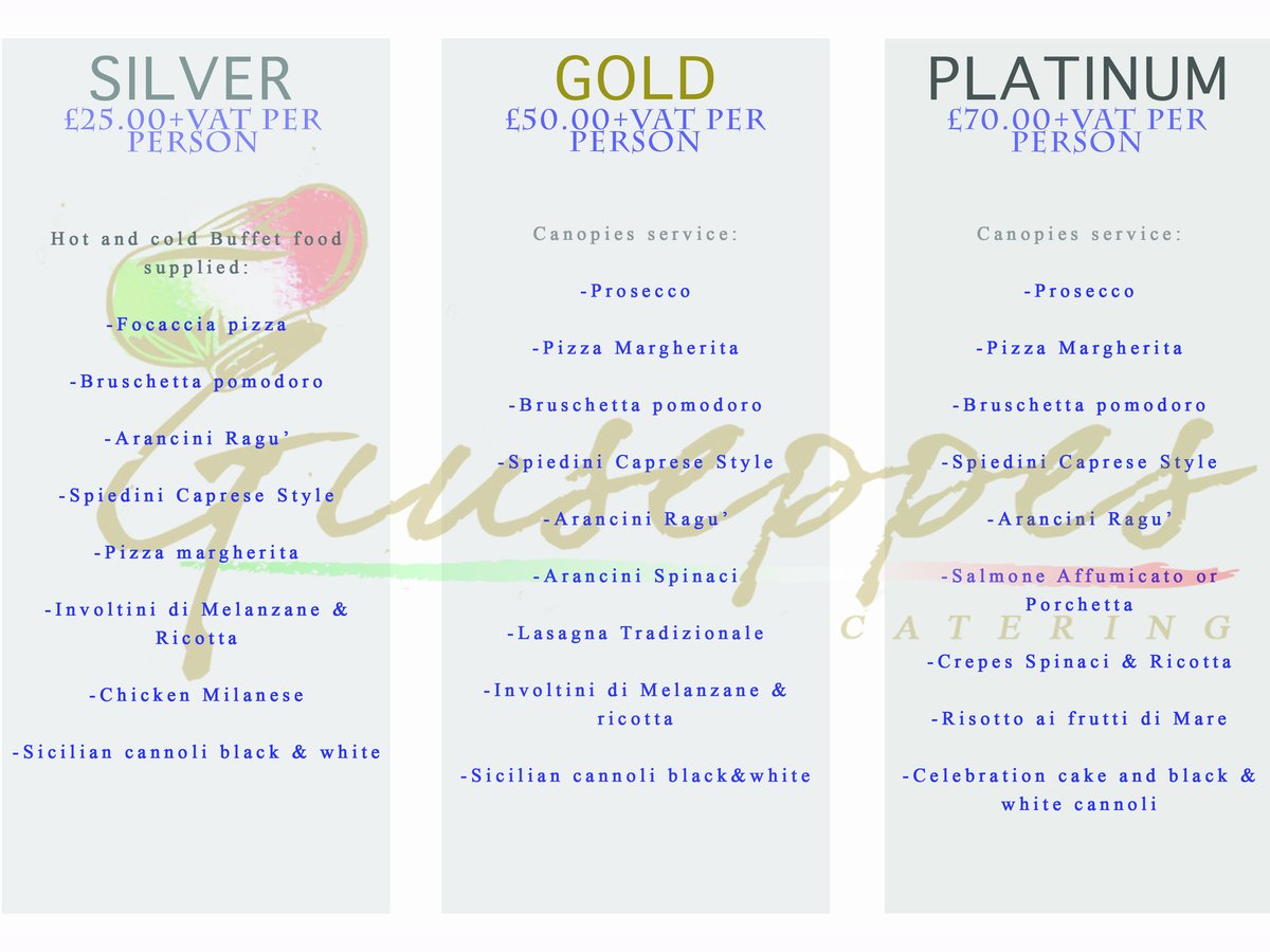Giuseppes Catering leaflet
